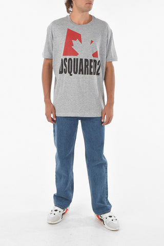 Crew Neck Printed Logo Cotton T-Shirt