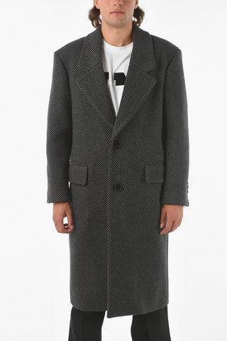 plain herringbone center vent 2-button coat