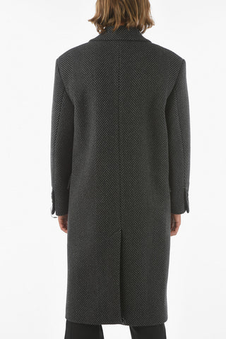 plain herringbone center vent 2-button coat