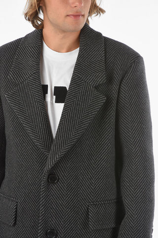 plain herringbone center vent 2-button coat