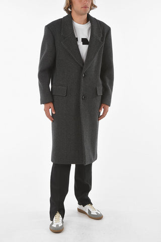 plain herringbone center vent 2-button coat