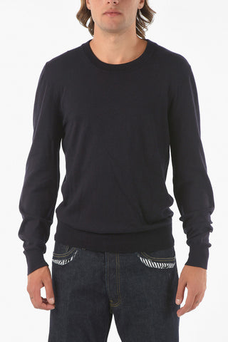 MM14 Maglia in Cotone e Lana con Dettaglio in Suede