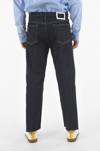 MM10 Jeans 5 Tasche con Dettagli Cut Out e Orlo Sfrangiato 20cm