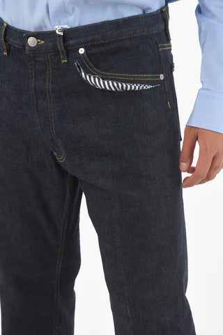 MM10 Jeans 5 Tasche con Dettagli Cut Out e Orlo Sfrangiato 20cm
