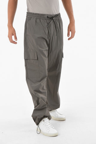 Pantaloni Cargo in Nylon con Elastico in Vita