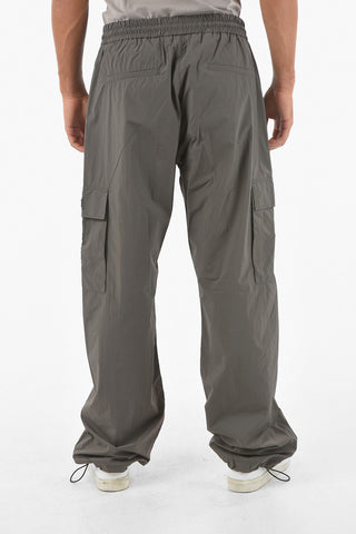 Pantaloni Cargo in Nylon con Elastico in Vita