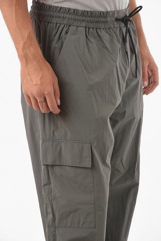 Pantaloni Cargo in Nylon con Elastico in Vita