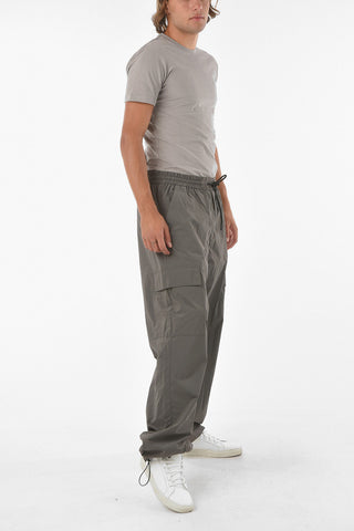 Pantaloni Cargo in Nylon con Elastico in Vita