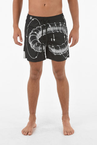Drawstring Waist 2 Pockets SNOWPRINT ShortS Swimsuit