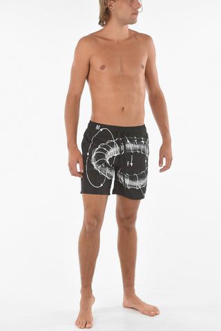 Drawstring Waist 2 Pockets SNOWPRINT ShortS Swimsuit