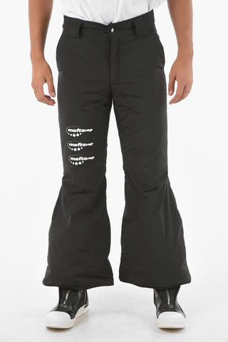 Solid Color Padded Snow Pants with Contrasting Logo