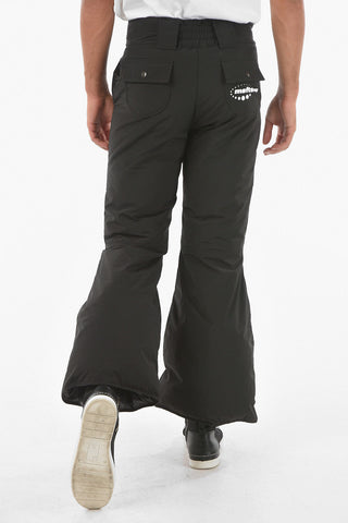 Solid Color Padded Snow Pants with Contrasting Logo