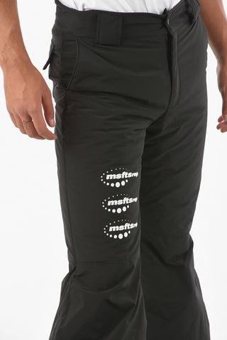 Solid Color Padded Snow Pants with Contrasting Logo