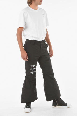 Solid Color Padded Snow Pants with Contrasting Logo