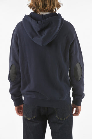 MM14 leather details hooded sweatshirt