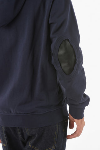 MM14 leather details hooded sweatshirt
