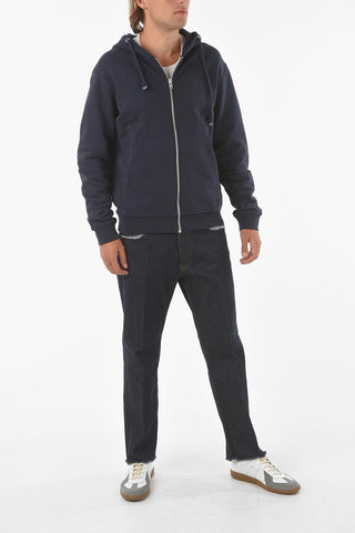 MM14 leather details hooded sweatshirt