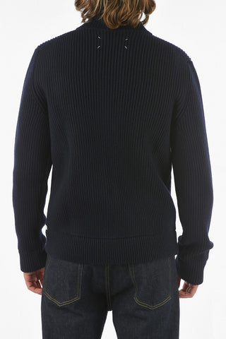 MM14 ribbed wool sweater with zip closure