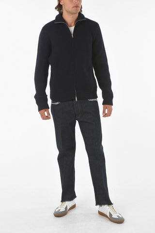 MM14 ribbed wool sweater with zip closure