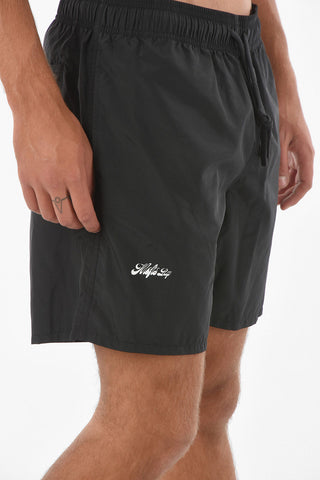 Costume Da Bagno Boxer a Tinta Unita con Elastico in Vita