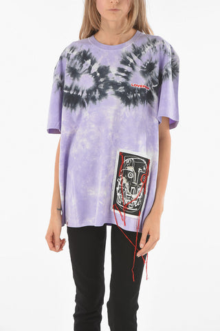 Tie Dye Cotton Oversized T-Shirt with Patch