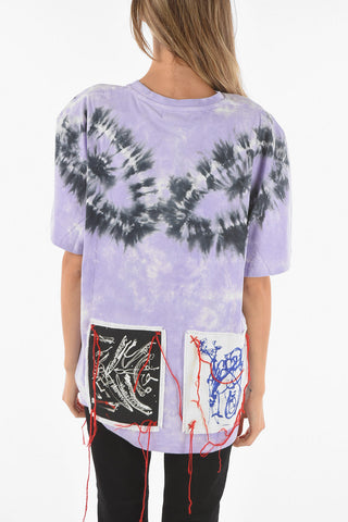 Tie Dye Cotton Oversized T-Shirt with Patch