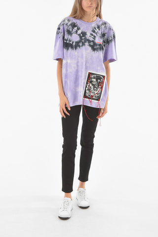 Tie Dye Cotton Oversized T-Shirt with Patch