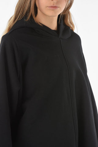 Fleece Hooded Cape with Aymmetrical Cut