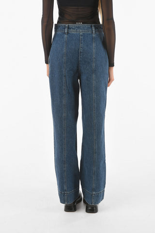 Jeans Palazzo con Lavaggio Scuro e Tasche a Filo
