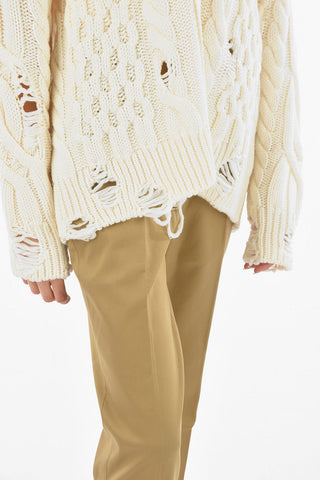 Cardigan a Collo Alto in Lana Distressed