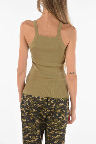 Tank Top in Maglia con Scollo Americano