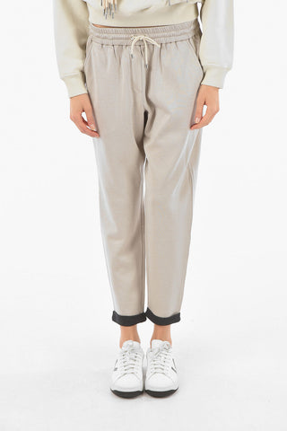 Joggers in Misto Cotone con Risvolti a Contrasto