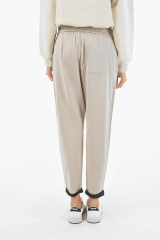 Joggers in Misto Cotone con Risvolti a Contrasto