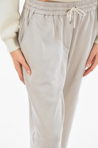 Joggers in Misto Cotone con Risvolti a Contrasto