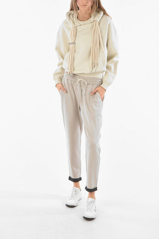 Joggers in Misto Cotone con Risvolti a Contrasto