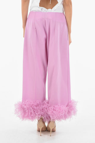 Cropped Pants With Ostrich Feathers