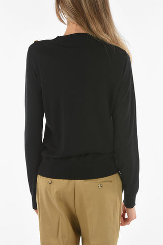 Maglia in Lana e Seta con Collo Abbottonato