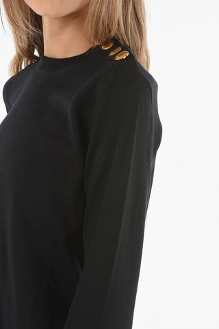 Maglia in Lana e Seta con Collo Abbottonato