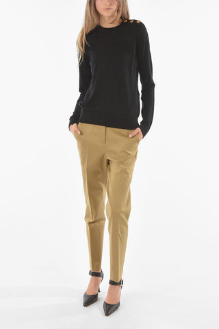 Maglia in Lana e Seta con Collo Abbottonato