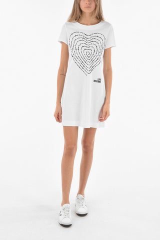 LOVE Embossed Print Cotton Minidress