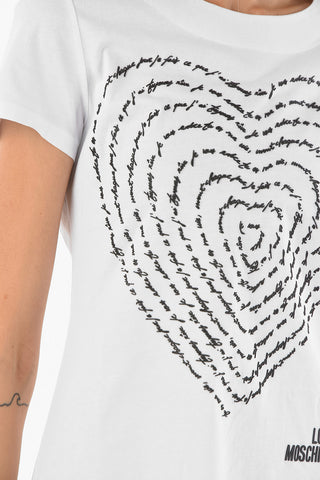 LOVE Embossed Print Cotton Minidress