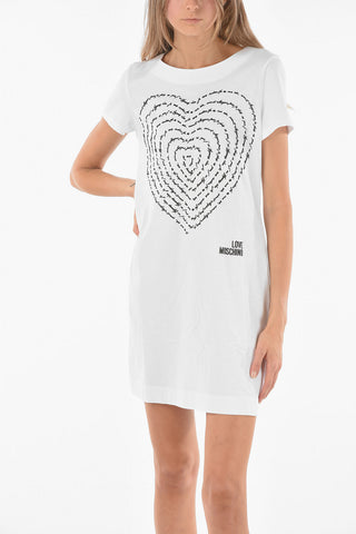 LOVE Embossed Print Cotton Minidress