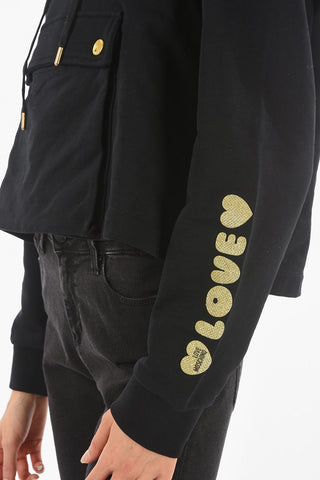 LOVE Felpa Crop Garzata con Maxitasca