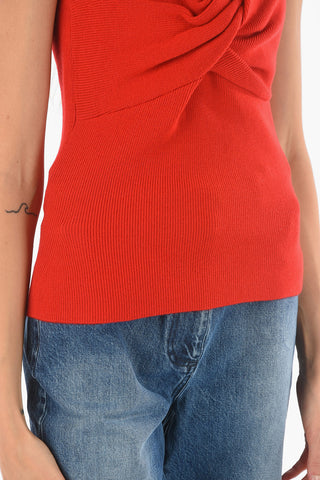 Sleeveless Front Knotted Wool Top