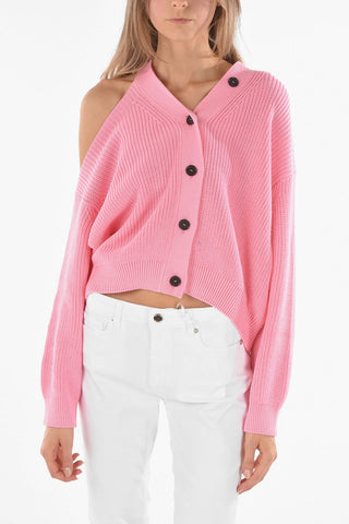 Cut-Out Detail Cotton Crop Cardigan