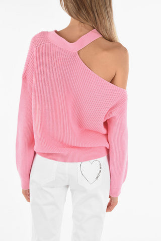 Cut-Out Detail Cotton Crop Cardigan