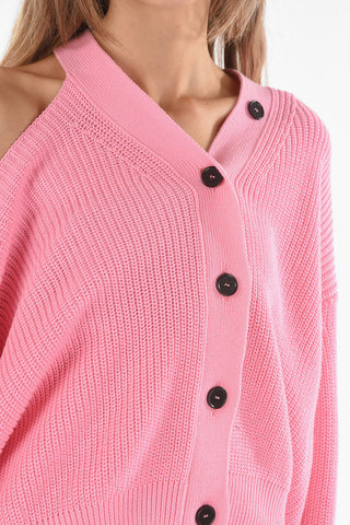 Cut-Out Detail Cotton Crop Cardigan