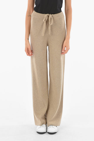 Elastic Waistband Cashmere Blend Palazzo Pants