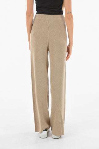 Elastic Waistband Cashmere Blend Palazzo Pants