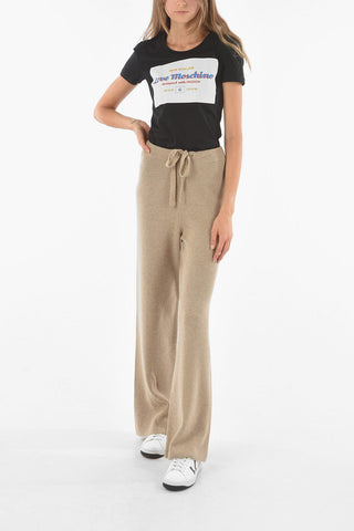Elastic Waistband Cashmere Blend Palazzo Pants